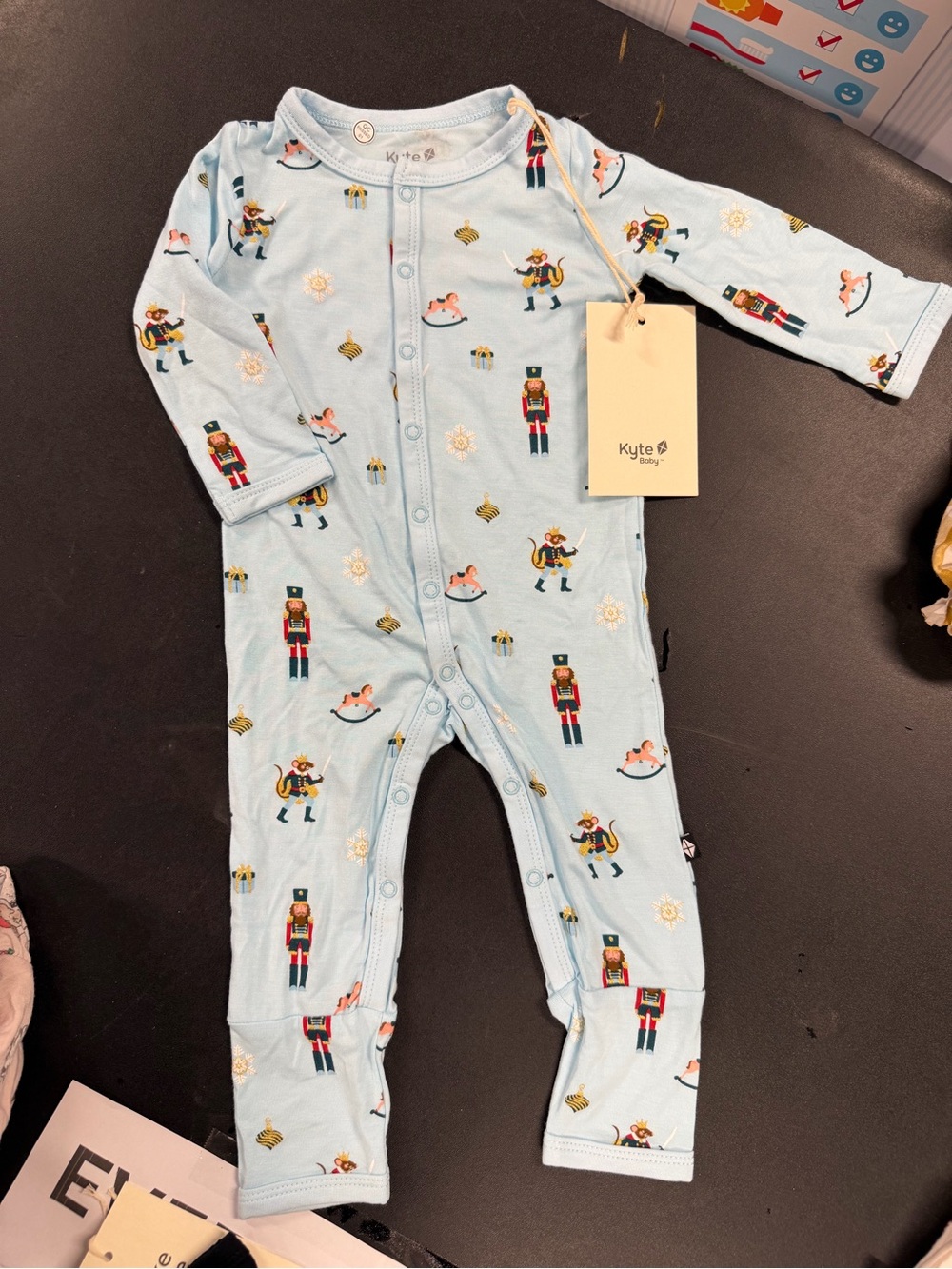 Kyte BABY Light Blue Nutcracker Print Footed One-Piece